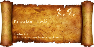 Krauter Iván névjegykártya